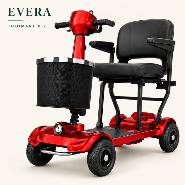 TODIMART X17 — Scooter électrique de mobilité 4 roues, rouge