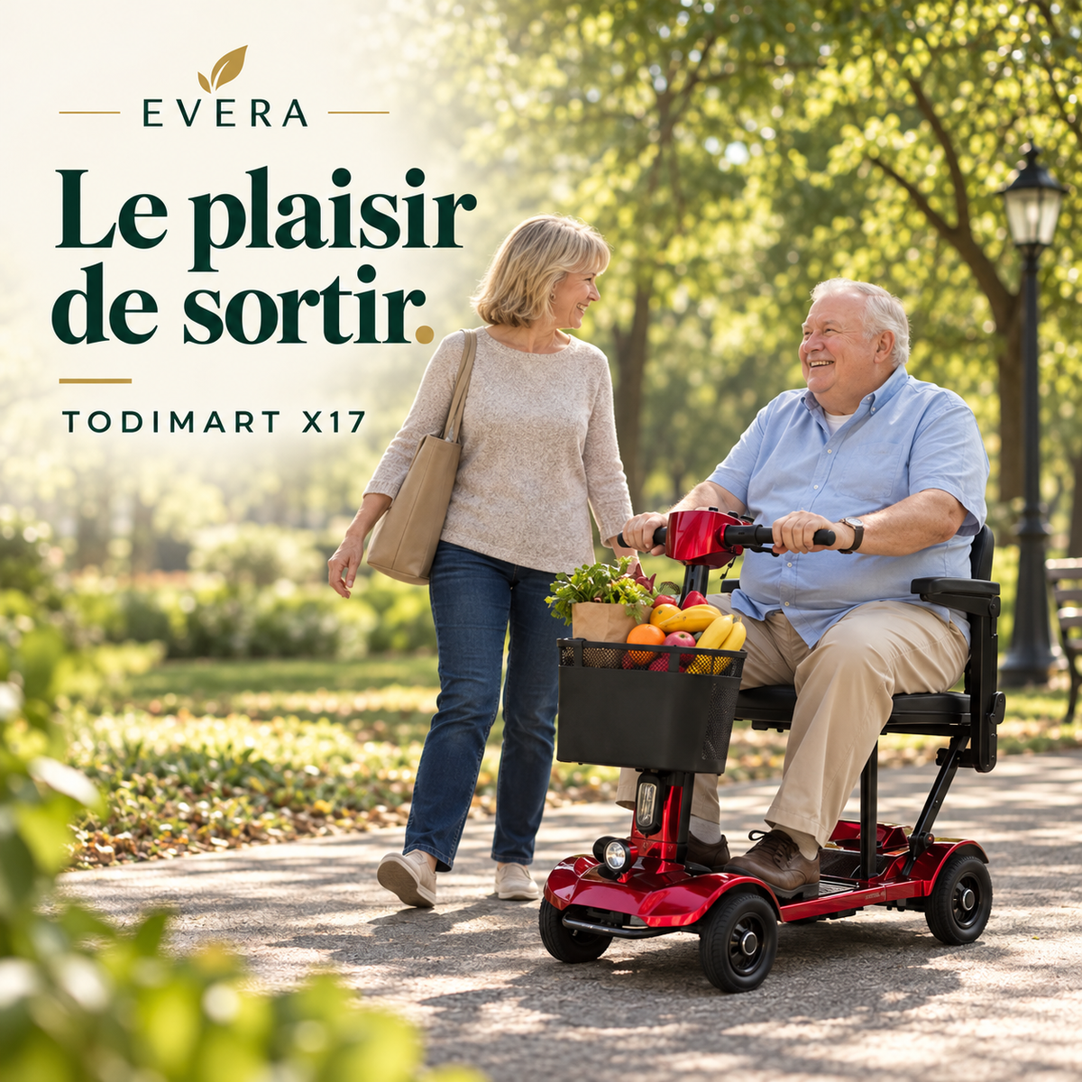 TODIMART X17 — Scooter électrique de mobilité 4 roues, rouge
